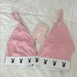PLAYBOY x Missguided Pink Bra with Logo Band